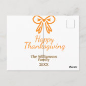 Orangenbogen-Retro glückliche Danksagung fügen Fam Postkarte (Rückseite)