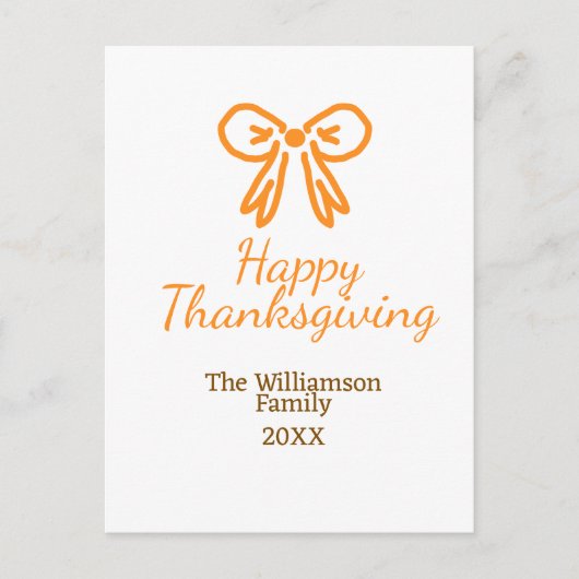 Orangenbogen-Retro glückliche Danksagung fügen Fam Postkarte (Vorderseite)