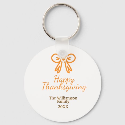 Orangenbogen-Retro glückliche Danksagung fügen Fam Schlüsselanhänger (Vorderseite)