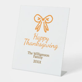 Orangenbogen-Retro glückliche Danksagung fügen Fam Sockelschild