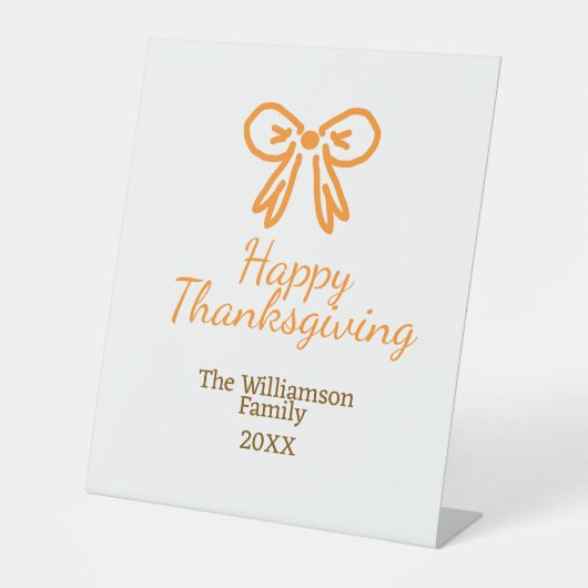 Orangenbogen-Retro glückliche Danksagung fügen Fam Sockelschild (Vorderseite)
