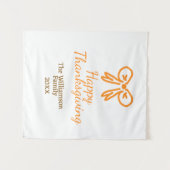 Orangenbogen-Retro glückliche Danksagung fügen Fam Wandteppich (Vorderseite (Horizontal))