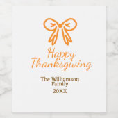 Orangenbogen-Retro glückliche Danksagung fügen Fam Weinetikett (Einzelnes Label)