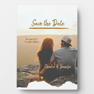 Orangenboho Save the Date Name des modernen Fotos Fotoplatte