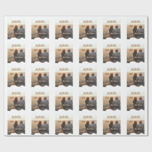 Orangenboho Save the Date Name des modernen Fotos Geschenkpapier