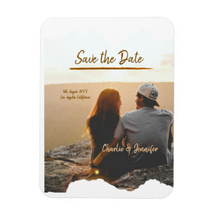 Orangenboho Save the Date Name des modernen Fotos Magnet