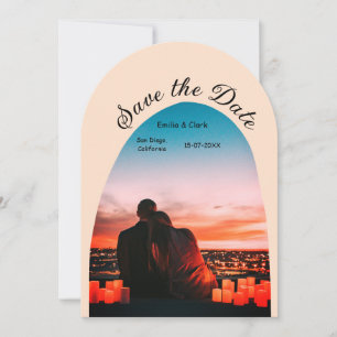 Orangenboho Save the Date QR Modernes Foto Einladung