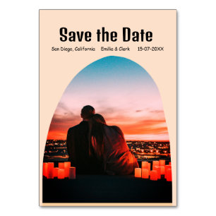 Orangenboho Save the Date QR Modernes Foto Tischnummer