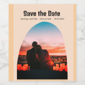 Orangenboho Save the Date QR Modernes Foto Weinetikett (Einzelnes Label)