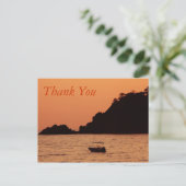 Orangenboot auf See Danke Postkarte (Stehend Vorderseite)