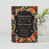 Orangenbraun-Herbstlaube Quinceanera Einladung (Stehend Vorderseite)