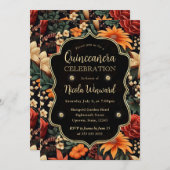 Orangenbraun-Herbstlaube Quinceanera Einladung (Vorne/Hinten)