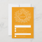 Orangenbraune Blätter Monogramm UAWG Hochzeit RSVP Karte (Rückseite)