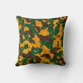 Orangenbraune grüne Camouflage dekoratives Kissen (Rückseite)