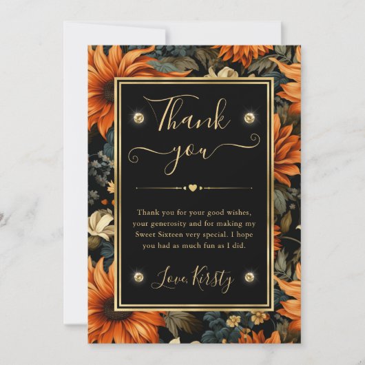 Orangenbraune Herbstlaube Süß 16 Dankeskarte (Vorderseite)