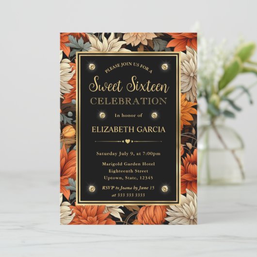 Orangenbraune Herbstlaube Süß 16 Einladung (Stehend Vorderseite)