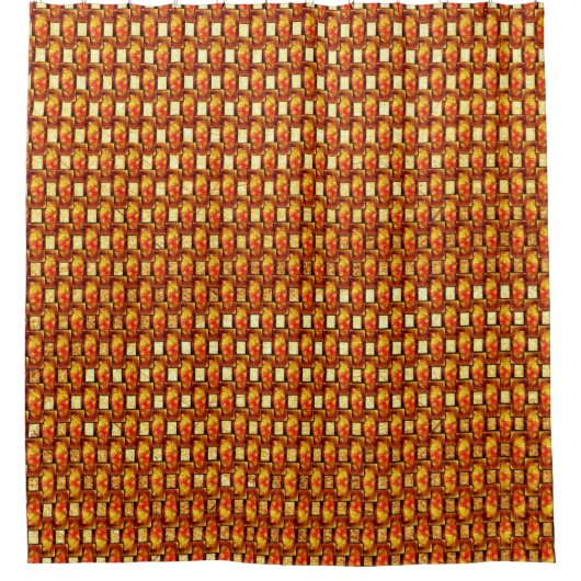 Orangenbraune Teller, geschnitzt und gefärbt Duschvorhang (Vorderseite)