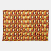 Orangenbraune Teller, geschnitzt und gefärbt Geschirrtuch (Horizontal)