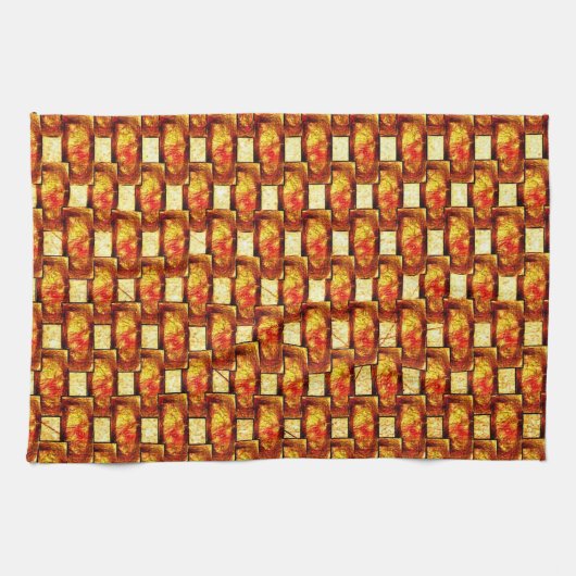 Orangenbraune Teller, geschnitzt und gefärbt Geschirrtuch (Horizontal)