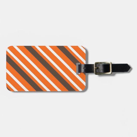 Orangenbraunes Streifenmuster Gepäckanhänger (Vorderseite horizontal)