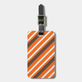 Orangenbraunes Streifenmuster Gepäckanhänger (Vorderseite vertikal)