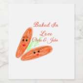 Orangenbrotpaar Emoji gebacken in Liebe Name d Weinetikett (Einzelnes Label)