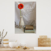 Orangenbücher und alte Bücher Poster (Küche)