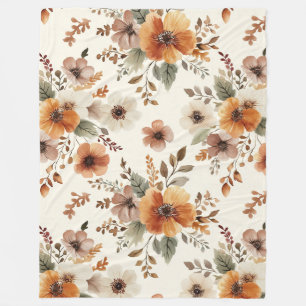 Orangencreme-Blumen Fleecedecke
