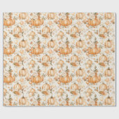 Orangencreme-Kürbisse Blumen Geschenkpapier (Flach)
