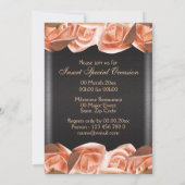 Orangencreme schwarze Hochzeit Rose elegant Einladung (Rückseite)