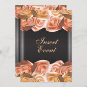 Orangencreme schwarze Hochzeit Rose elegant Einladung (Vorne/Hinten)
