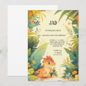 Orangendinosaurier Geburtstagseinladung Einladung (Vorne/Hinten)