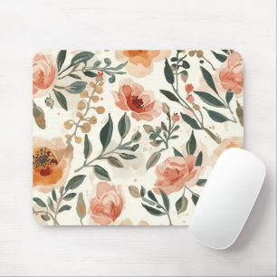 Orangene Aquarell-Blumen Botanische Malerei Mousepad