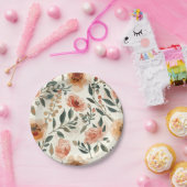 Orangene Aquarellblumen Botanische Malerei Pappteller (Party)