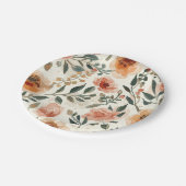 Orangene Aquarellblumen Botanische Malerei Pappteller (Schrägansicht)