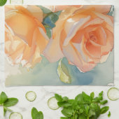 Orangene Aquarellrosen Impressionismus Geschirrtuch (Gefaltet)