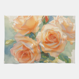 Orangene Aquarellrosen Impressionismus Geschirrtuch