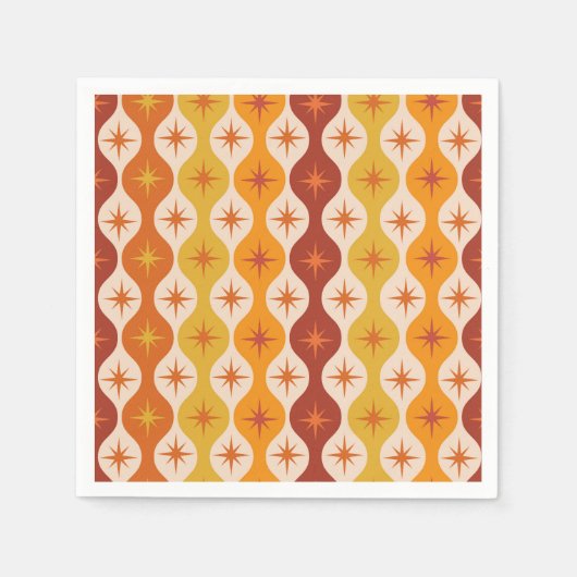 Orangene Atombombe des Mitteljahrhunderts auf Ogee Serviette (Vorderseite)