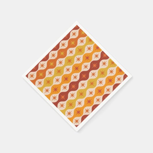 Orangene Atombombe des Mitteljahrhunderts auf Ogee Serviette (Ecke)