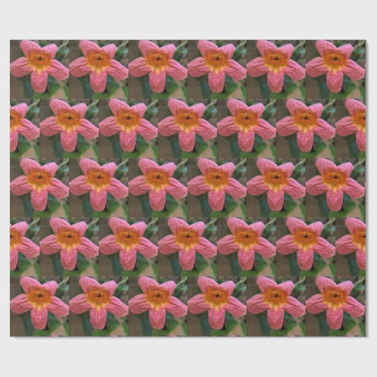 Orangene Blumen Geschenkpapier (Flach)