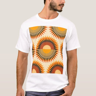 Orangene Elfenbein Blumen Sterne Muster T-Shirt
