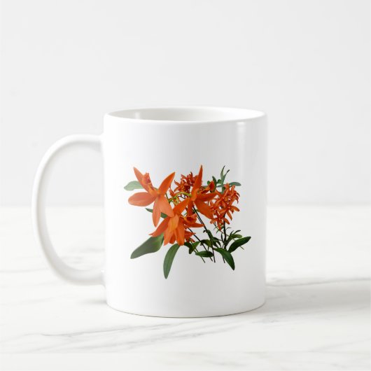 Orangene Epidendrum-Orchidee Kaffeetasse (Links)