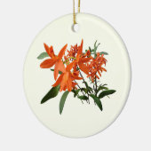 Orangene Epidendrum-Orchidee Keramik Ornament (Links)
