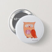 Orangene Eule Button (Vorne & Hinten)