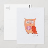 Orangene Eule Postkarte (Vorne/Hinten)