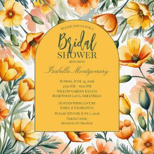 Orangene Farbpalette Wasserfarbe Mohn Florale Hoch Einladung