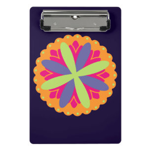 Orangene florale Formen Illustration Mini Klemmbrett
