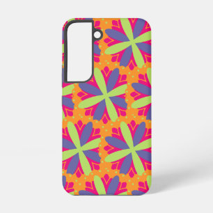 Orangene florale Formen Illustration Samsung Galaxy Hülle