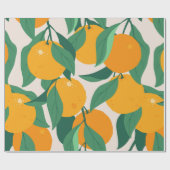Orangene Früchte und Blätter nahtloses Muster Geschenkpapier (Flach)