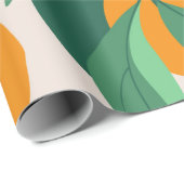 Orangene Früchte und Blätter nahtloses Muster Geschenkpapier (Rolleneckpunkt)